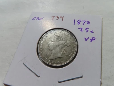 T34.1 Canada 1870 Silver 25 Cents VF - Image 1 of 2