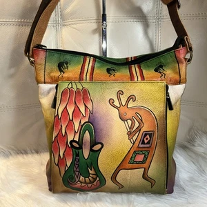 Anuschka Bag Crossbody Kokopelli Fertility Deity 12x12! Organizer! - Picture 1 of 15
