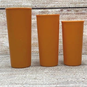 Vintage Tupperware Becher 3er Set orange Retro Küche Trinkbecher - Bild 1 von 5