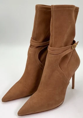 Botines de gamuza tostados Stuart Weitzman 100 con cinturón para mujer talla 10,5 Foto 1 de 4