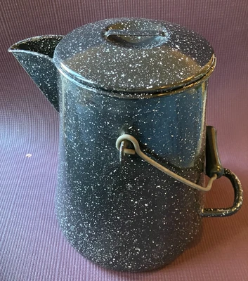 Antique Vintage U.S.N. Vollrath Co WWII Large Heavy Duty Enamelware Coffee Pot - Image 1 of 4