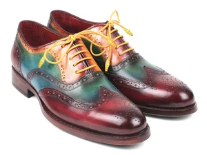 Paul Parkman Men's Wingtip Oxford Shoes Goodyear Welted Multi-Color 027-MIX - Picture 1 of 7
