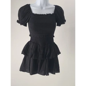 KatieJ tween's smocked Lainey Solid dress black NWT Size XL Tiered skirt puff  - Picture 1 of 15