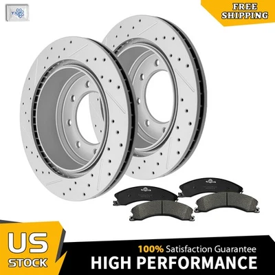Rotor de freno trasero perforado y pastilla de cerámica para Nissan NV1500 NV2500 NV3500 2012-2021 Foto 1 de 4