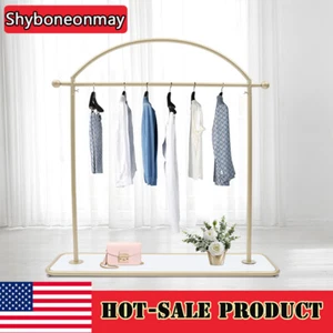 Freestand Clothing Rack Solid Wood Garment Shelf Rust-proof & Adjustable Footbed - Picture 1 of 13