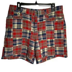Patchwork Madras Plaid Shorts Women's Sz 14 Jones New York Sport Cotton VTG - Picture 1 of 10
