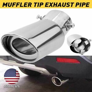 Car Stainless Steel Exhaust Trim Tip Muffler Pipe Silver Chrome Tail Throat Pipe