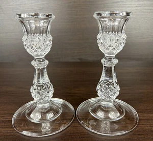 Beautiful Pair Cristal D'Arques Longchamp Crystal Candlesticks ~ 6 1/2" Tall - Picture 1 of 7