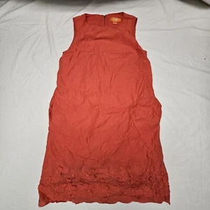 Joe Fresh Womens Dress Orange Peach Sleeveless Size Medium Half Zip Lined Floral - Picture 1 of 10