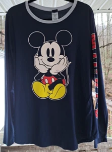 Disney Mickey Mouse Juniors Size XXL (19) Long Sleeve Blue Graphic T-shirt - Picture 1 of 9
