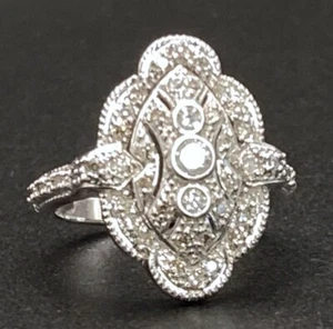 Affinity Diamonds Art Deco Style 14k White Gold .50 tcw Diamond Ring 3.9g Sz 6 - Picture 1 of 14