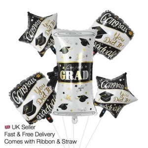 5 globos de lámina de helio negro plateado plateado para felicitaciones - Imagen 1 de 2