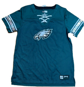 NFL PHILADELPHIA EAGLES WOMEN'S  LACE UP JERSEY (GREEN/WHITE, LARGE) NWT