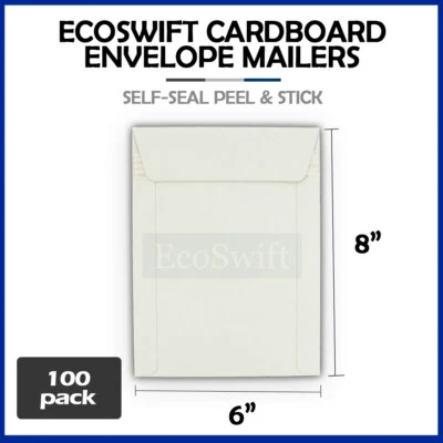 100 sobres de cartón planos EcoSwift blancos de 6" x 8" para envío de fotos Foto 1 de 4