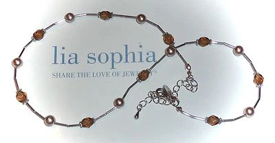 NEW DEMO - LIA SOPHIA "BROWN SUGAR'" NECKLACE - AMBER CUT-CRYSTALS - 2007 - Image 1 of 3