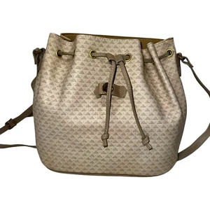 Vintage 1984 Liz Claiborne Cinch Shoulder Bag, Gray/Taupe Color, Triangle Logo - Picture 1 of 16