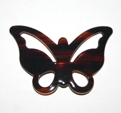 Butterfly Shape Barrette French Spring Hair Clip Large Spotted Made in France - Image 1 of 4