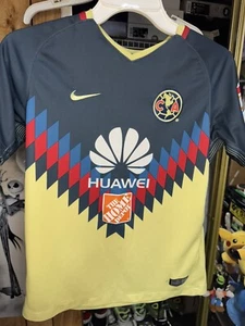 NIKE CLUB AMERICA HOME NAVY YELLOW SOCCER JERSEY 2017-18 Youth Large - Imagen 1 de 4