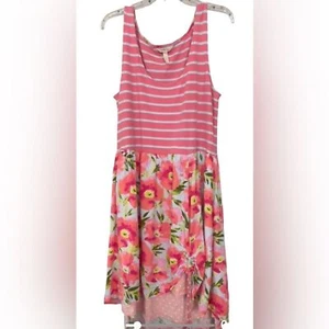 Matilda Jane HAPPY AND FREE Macaron Floral & Striped dress w/ Gathering XL - Picture 1 of 11