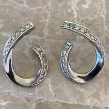 NF 925 STERLING SILVER HOOP EARRINGS With CZ Thailand Cute! **FREE SHIPPING**