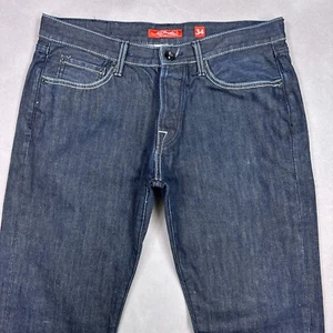 Ed Hardy Jeans Men 34x34 Blue Dark Wash Denim Pant Christian Audigier Embroidery - Picture 1 of 19