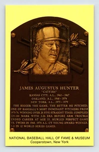 Postcard Baseball James Catfish Hunter Hall Fame Plaque 1990s Unposted Chrome - Picture 1 of 2
