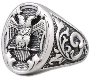 14g Doppelkopf Reichsadler Flügel Deutsch 925 Sterling Silber Herren Ring - Bild 1 von 11
