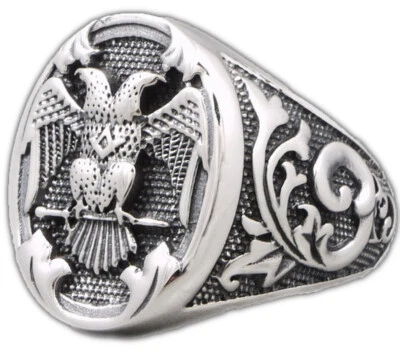 Anillo de plata esterlina 925 alemán alas águila imperial doble cabeza 14g para hombre Foto 1 de 4