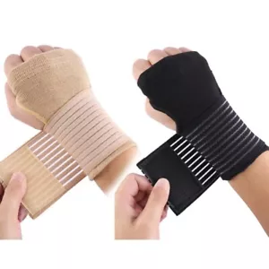 2x Elasticated Wrist Palm Hand Supports Arthritis Brace Sleeve Bandage Wrap Gym! - Picture 1 of 14