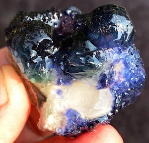 54.3g Top! Natural Fantastic Blue Cubic Fluorite Crystal Specimen ip1892 - Picture 1 of 16