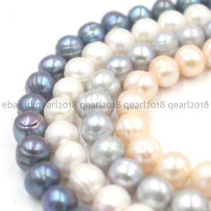Genuine 6-14mm White Pink Gray Black Freshwater Cultured Pearl Loose Beads 15''