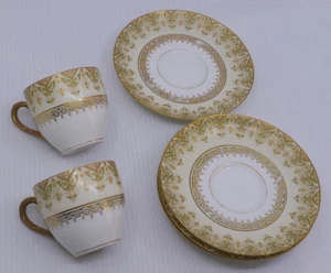 VINTAGE AHRENFELDT FRENCH LIMOGES DEMITASSE, ESPRESSO LOT, 2 CUPS, 4 SAUCERS - Picture 1 of 9
