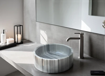 Fregadero de mármol Calacatta Viola 16 pulgadas - Fregadero de baño elegante - Fregadero de baño de mármol Foto 1 de 4