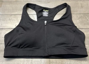 TEK GEAR Workout Gear Women's Sports Bra Zip-Front Black Racerback Stretch XL - Picture 1 of 7