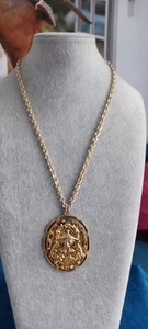Vintage Double Sided Large Pendant Necklace Of A Chinese Man & Native American. - Imagen 1 de 8