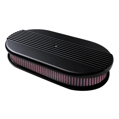 Billet Specialties    Blk15650    Air Cleaner Dual Quad Ribbed Black - Image 1 of 3