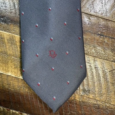 Corbata Christian Dior para hombre - mezcla de seda gris - WPL 125 - clásica vintage Foto 1 de 4