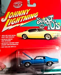 Johnny Lightning Super 70's 1970 Chevy Monte Carlo SS 454 Metallic Blue 1:64 MOC - Picture 1 of 5