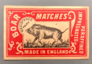 Matchbox label etichetta fiammiferi BOAR made in England - Picture 1 of 1