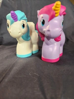 LOTE DE DOS: Mega Bloks First Builders Lil Princess Unicornio Pony Blanco y Púrpura Foto 1 de 4