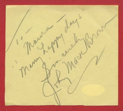 Johnny Mack Brown (Football Player/Actor) JSA Authenticated Autographed 4x5" Cut Cover