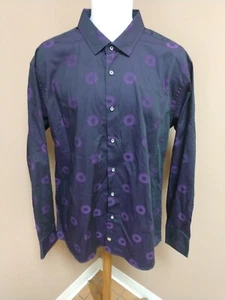 TREND BY FUSION SHIRT LONG SLEEVE PURPLE GEOMETRIC POLKA DOT MENS MODERN XL - Picture 1 of 4