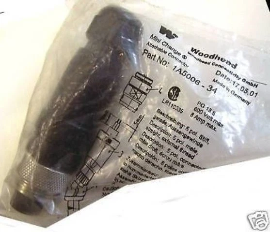 1A5006-34 Mini Change Attachable Connector Woodhead Connectivity PG 13.5 8 Amp - Image 1 of 1