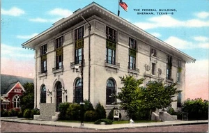 The Federal Building Sherman Texas Linen Postcard - Picture 1 of 2