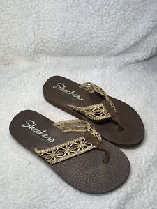 Skechers Yoga Foam Meditation Ocean Breeze Women's Thong Sandals Sz 7.5/8 Brown - Picture 1 of 4