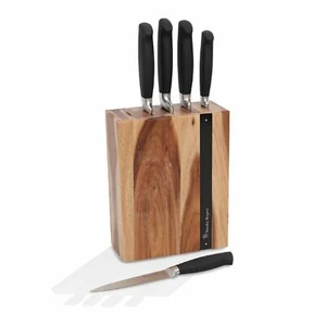 NEW STANLEY ROGERS BLACK FLASH 6 PIECE KNIFE BLOCK SET Chefs Knives Knife - Picture 1 of 4