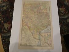 1903 State Map of Texas & Kansas Sharp Colors Highly Detailed 21.5" x 13.5
