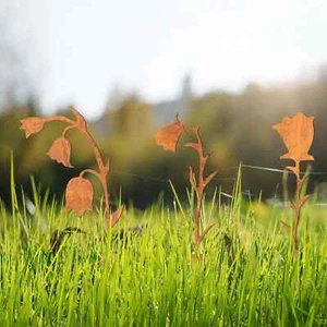 3Pcs Garden Rusty Metal Snowdrop Flower Stake Decor Gift for Mother's Day - Picture 1 of 4