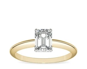 2 Ct Emerald IGI Certified Lab Grown Diamond Wedding Rings 14K Yellow Gold - Picture 1 of 7