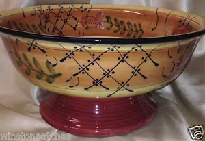 AMBIANCE ROMANCE NANETTE VACHER 11 7/8" LARGE SALAD SERVING BOWL PEDESTAL BASE - Picture 1 of 12